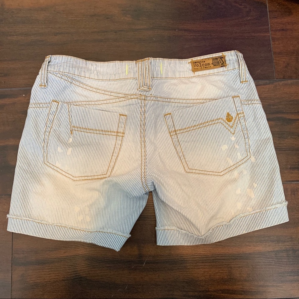 Volcom White Washed Striped Boyfriend Shorts - Picture 2 of 4